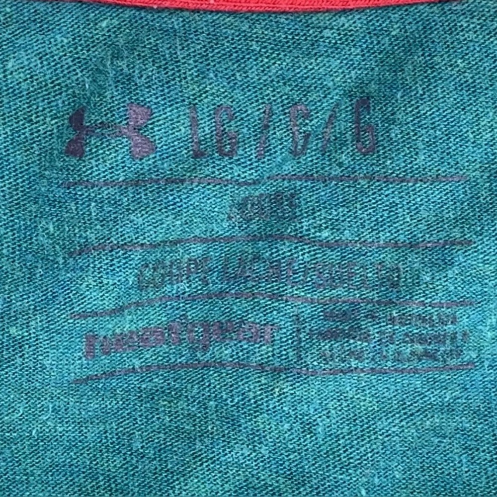 Under Armour Charged Heat Gear Mens Size Large Loose Teal Logo Crew Neck Shirt - Picture 2 of 6